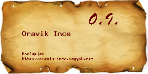 Oravik Ince névjegykártya